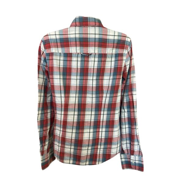 American Eagle Plaid Button Down Shirt Red Blue White Size 8l Western - Picture 2 of 8